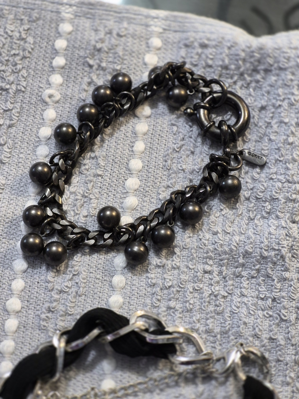Women's Gunmetal Beaded Chain Bracelet